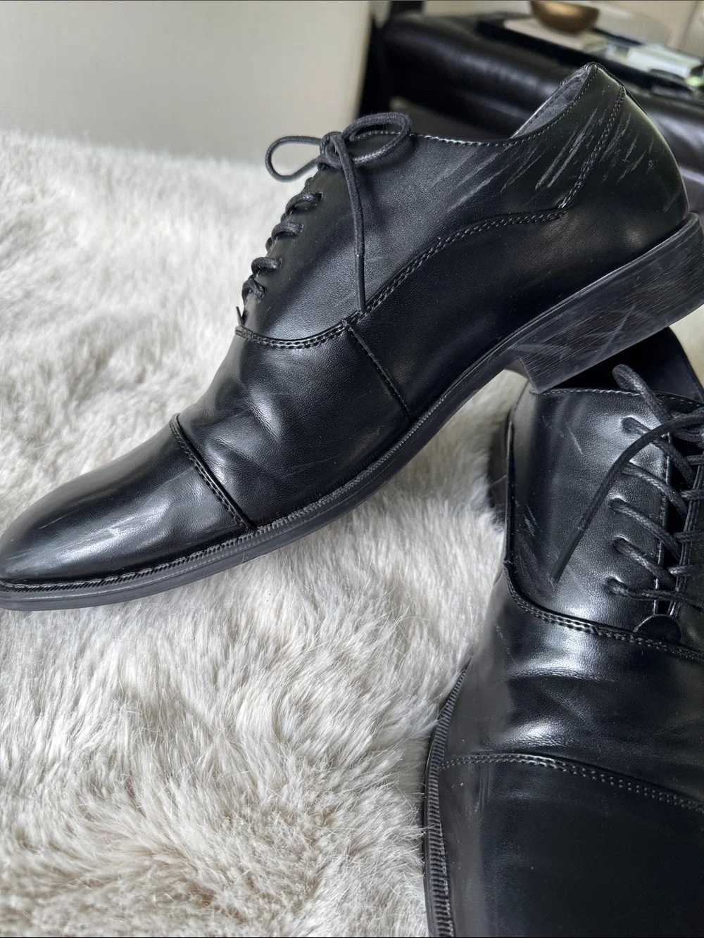 Kenneth Cole Black Cap-Toe Oxford Dress Shoes